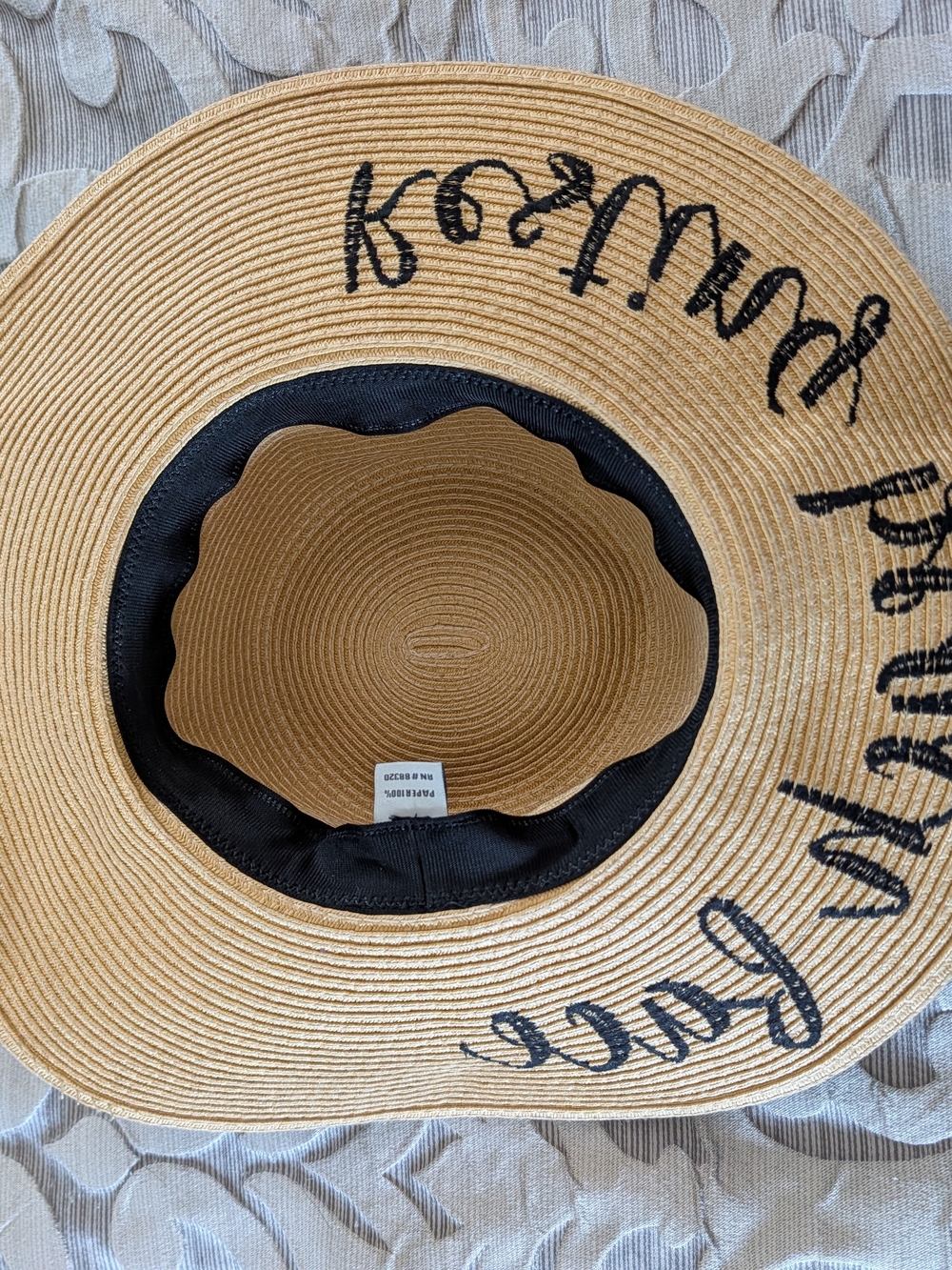 Resting Beach Face Wide Brim Straw Sun Hat - Picture 5 of 5
